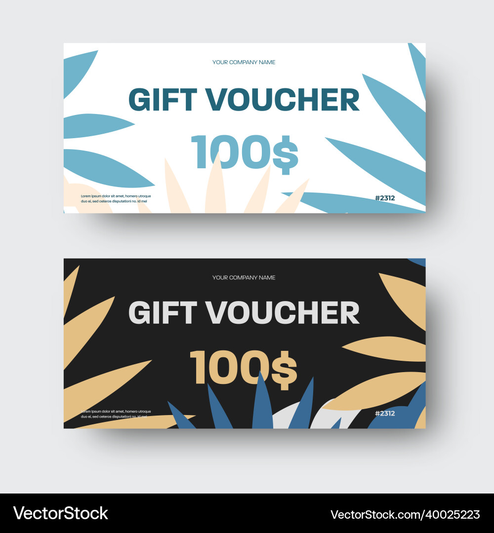 Gift vouchers with modern trendy design tropical Gift vouchers with modern trendy design tropical vector image