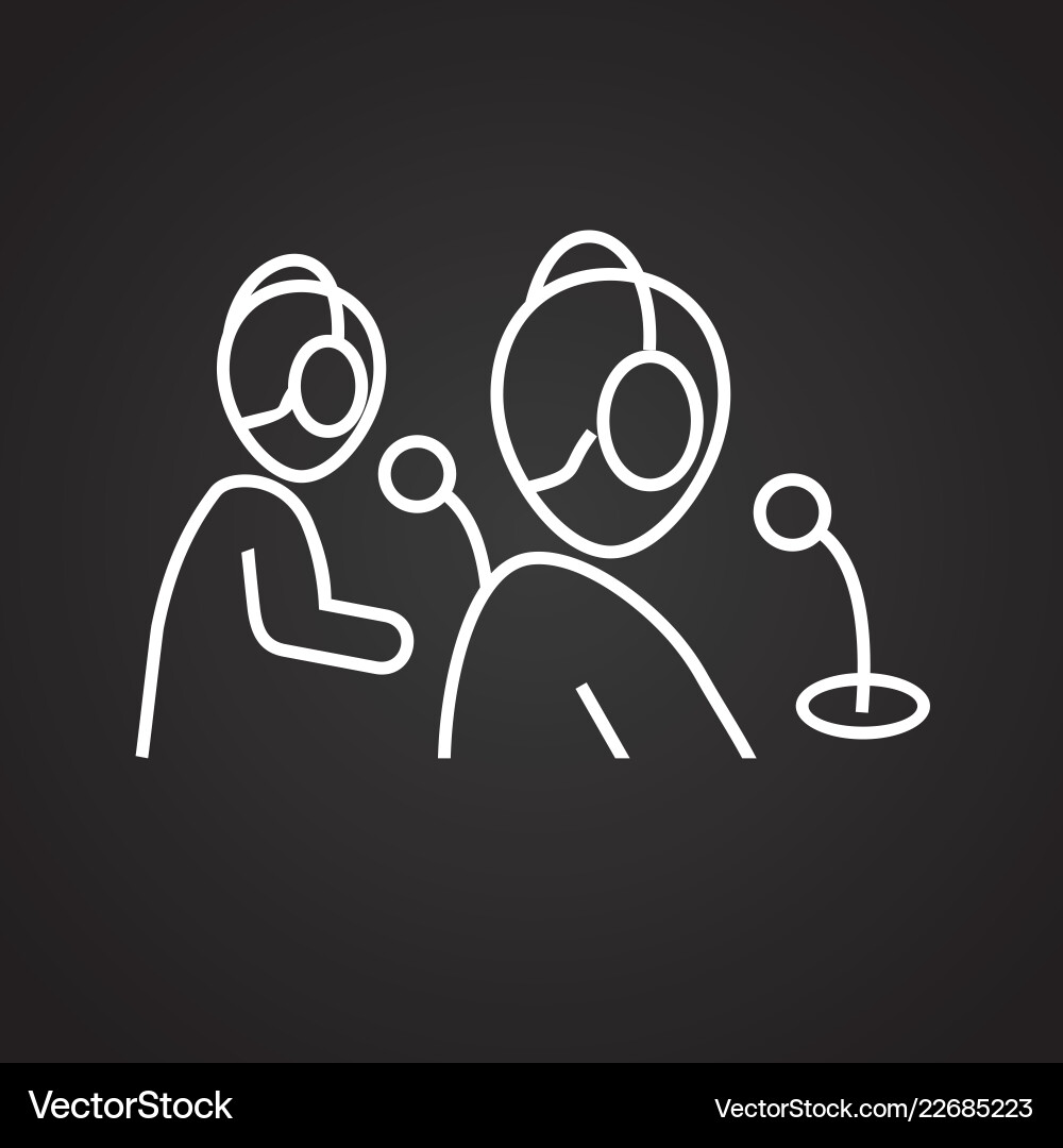 Help desc call center operator thin line on black Vector Image