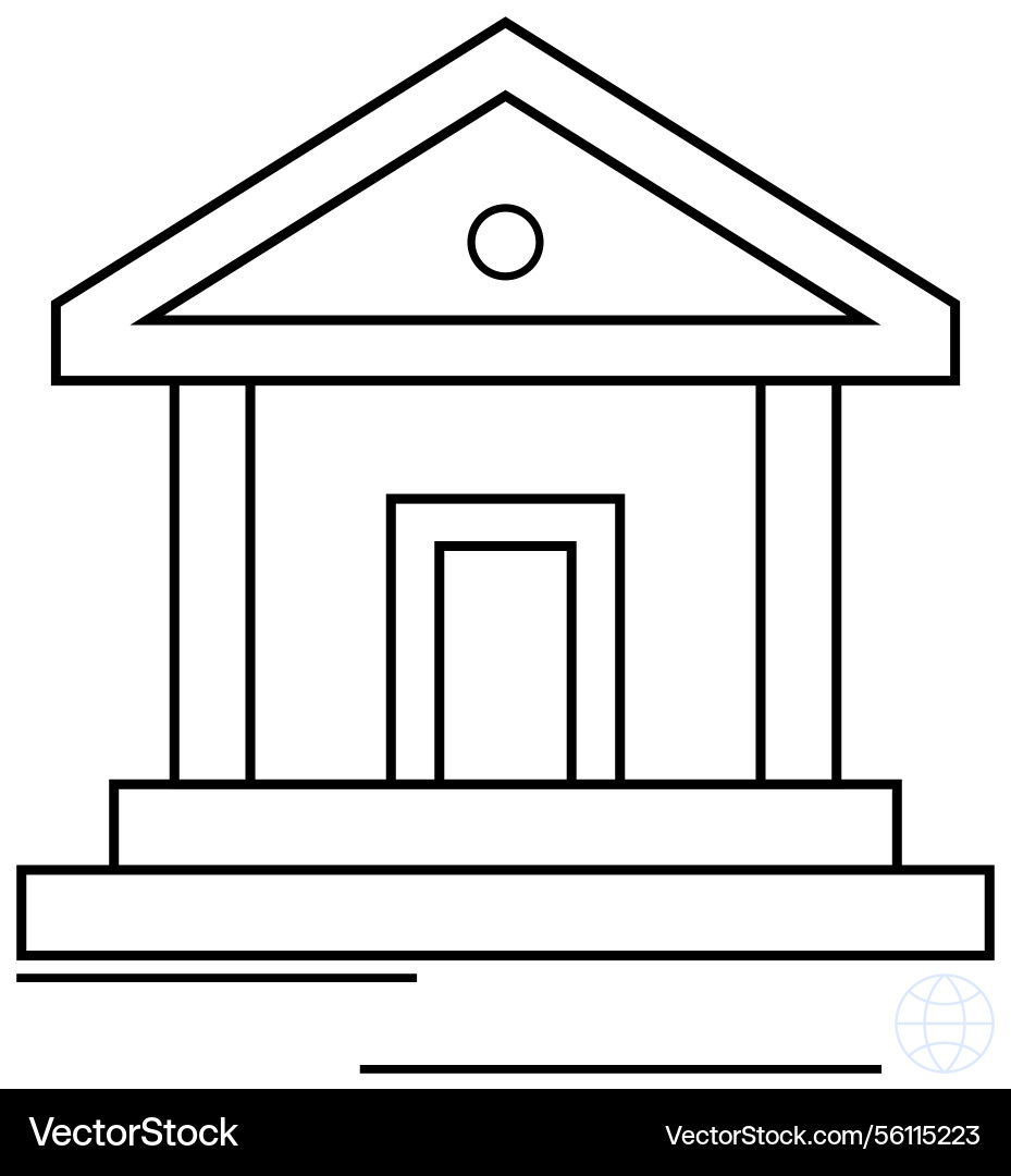 Outline of classical building with columns Outline of classical building with columns vector image
