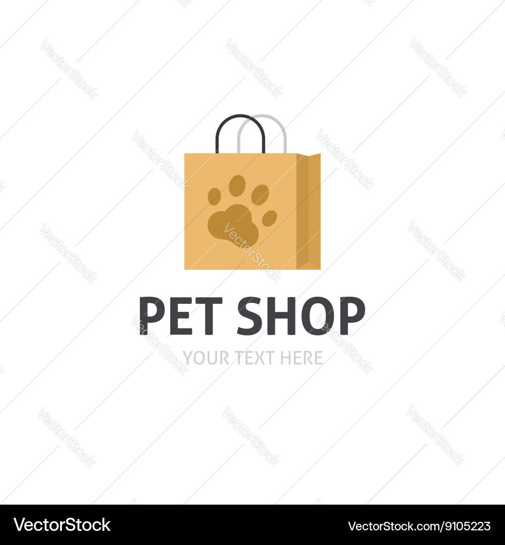 Pet Shop Bag Logo - Cartoon Animal Vector Image