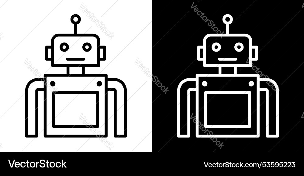 Robot thin line icon set Royalty Free Vector Image