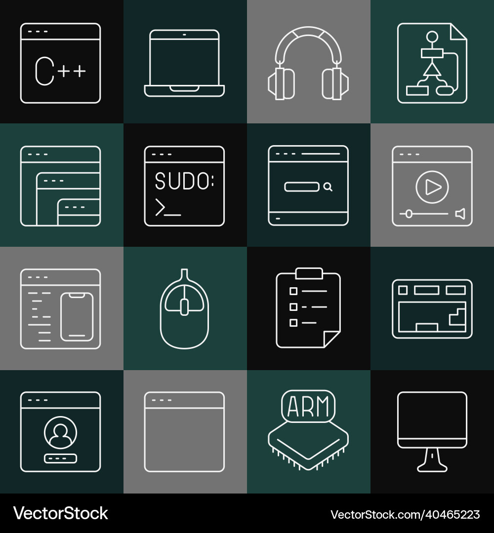 Set line computer monitor screen keyboard online Set line computer monitor screen keyboard online Vector Image
