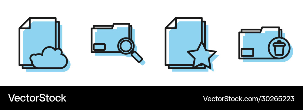 Set line document with star cloud storage text Vector Image