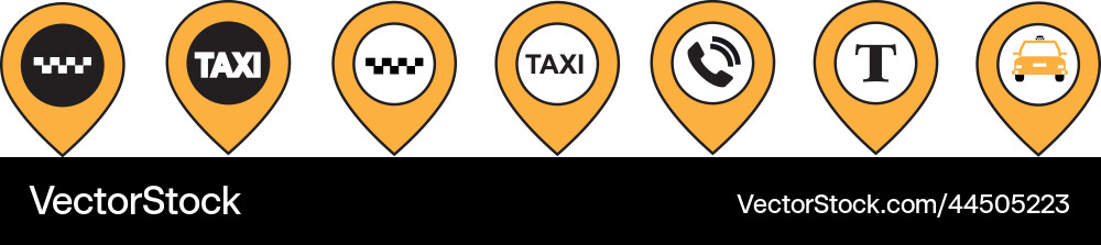 Taxi service icons map pointer Taxi service icons map pointer Vector Image