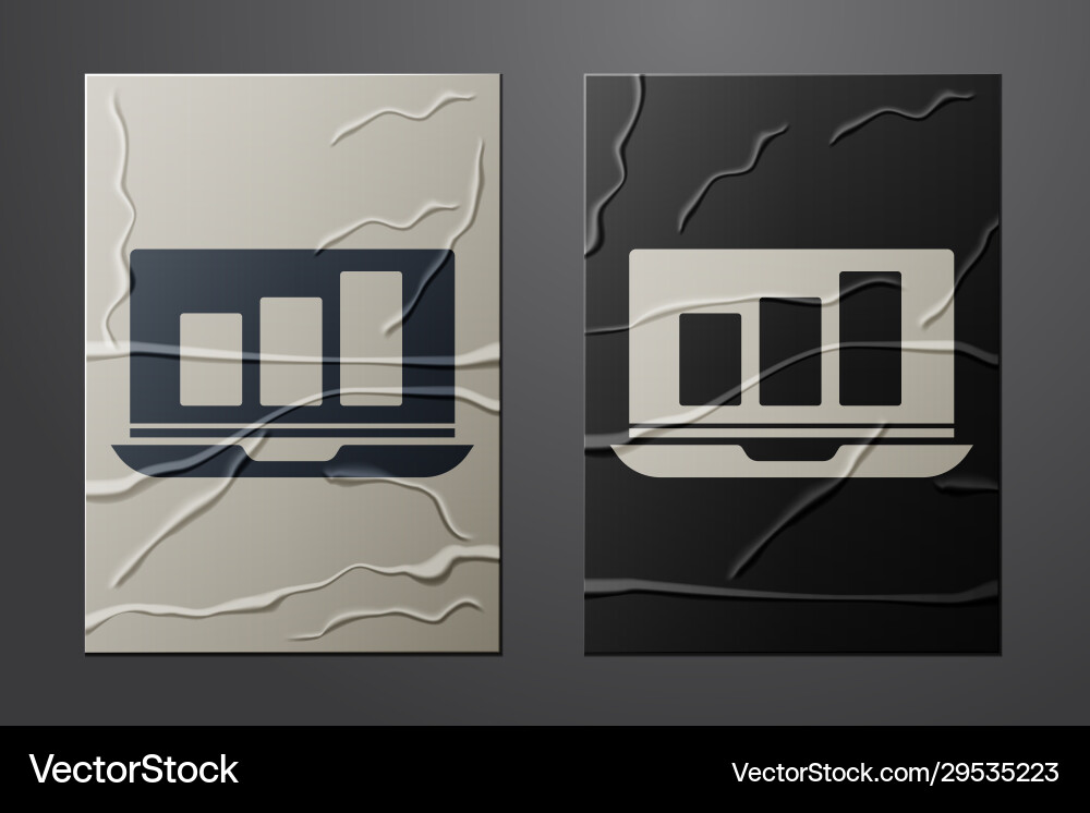 White laptop with graph chart icon isolated White laptop with graph chart icon isolated vector image