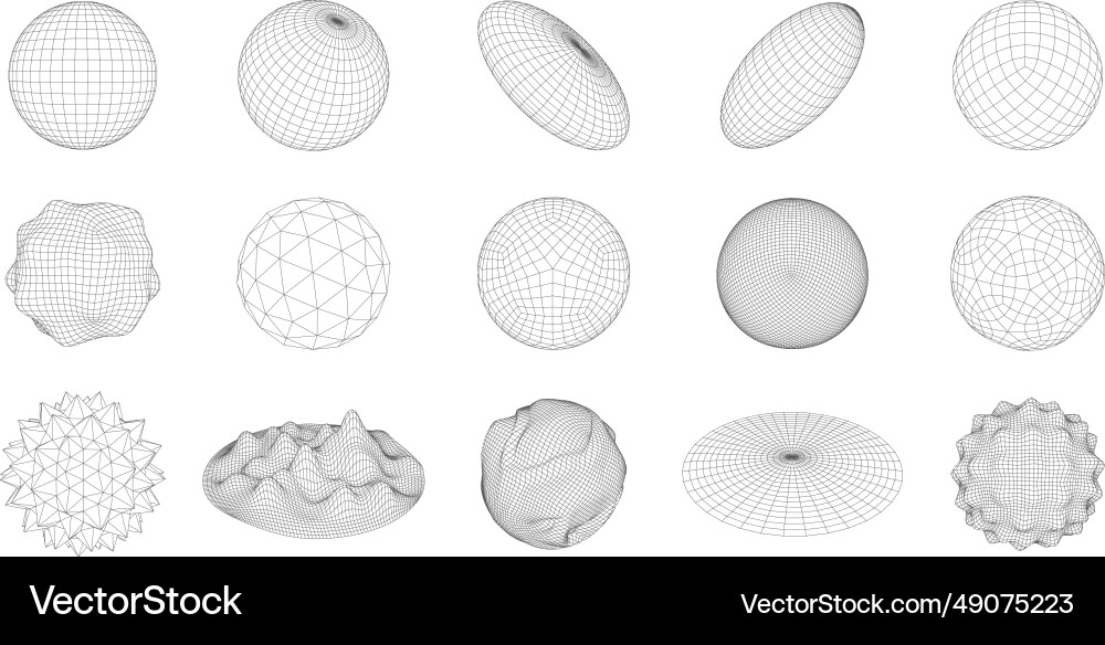 Wireframe 3D Circle Grid Vector Image