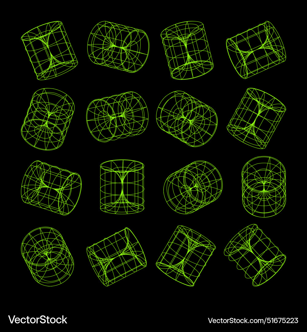 Wireframe lined shapes perspective mesh 3d grid Wireframe lined shapes perspective mesh 3d grid vector image