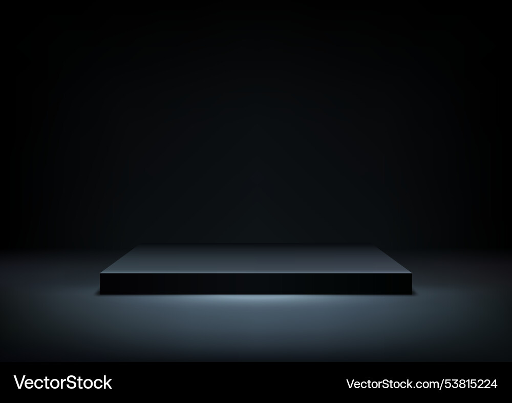 3d black square platform illuminated by soft 3d black square platform illuminated by soft vector image