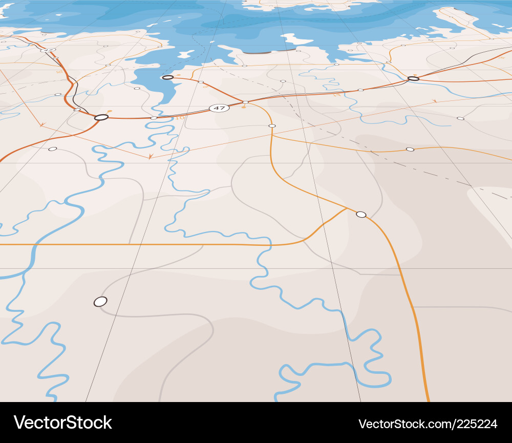 Coastal Map - Editable Route Vector Image