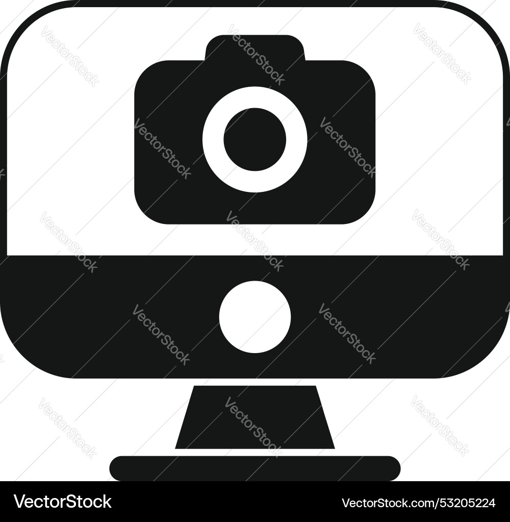 Computer displaying camera icon for online Computer displaying camera icon for online vector image
