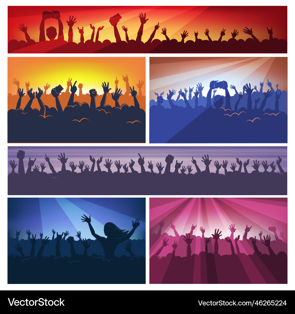 Crowd hält Hände Silhouette auf Musikkonzert Crowd hält Hände Silhouette auf Musikkonzert vektorbild
