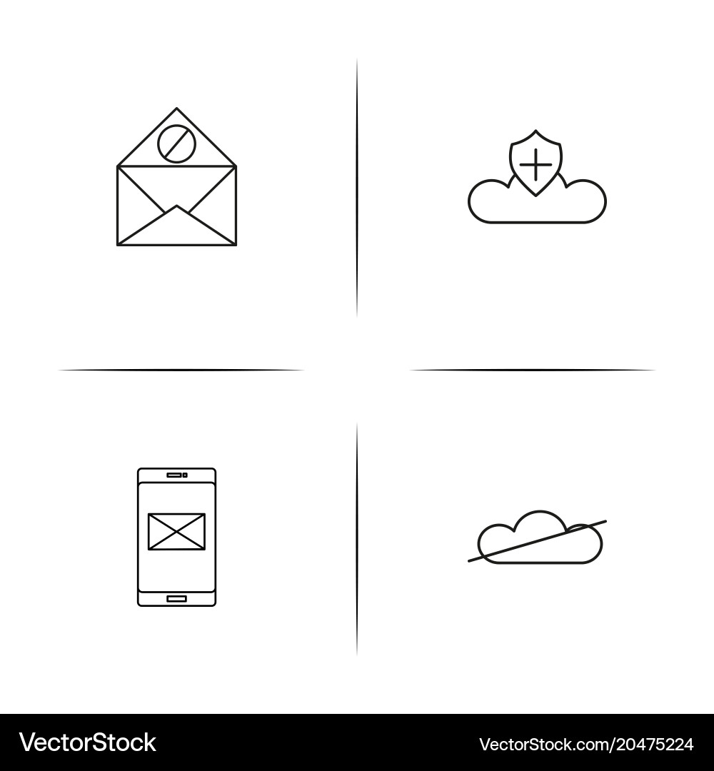 Cyber security simple linear icons set outlined Vector Image