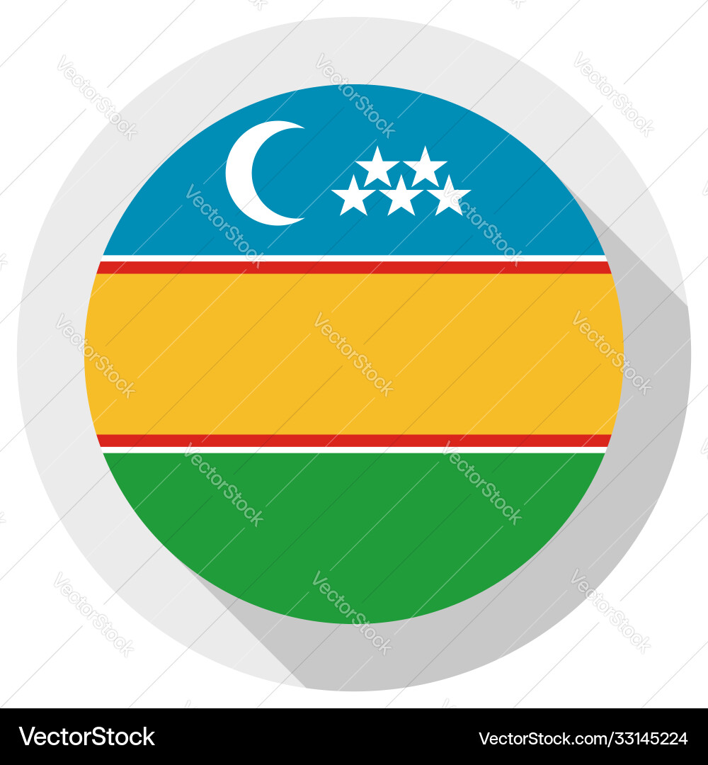 Flag karakalpakstan round shape icon on white Flag karakalpakstan round shape icon on white vector image