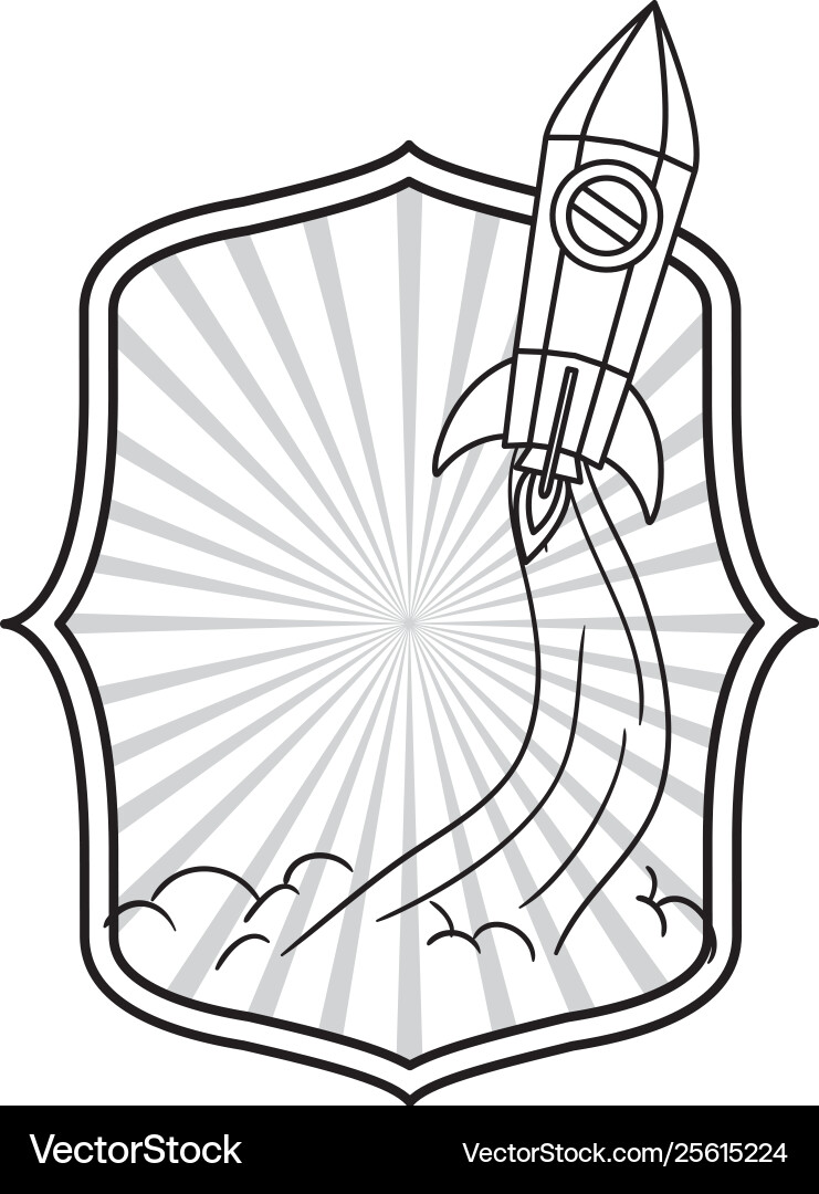 Frame with rocket taking off icon Vector Image
