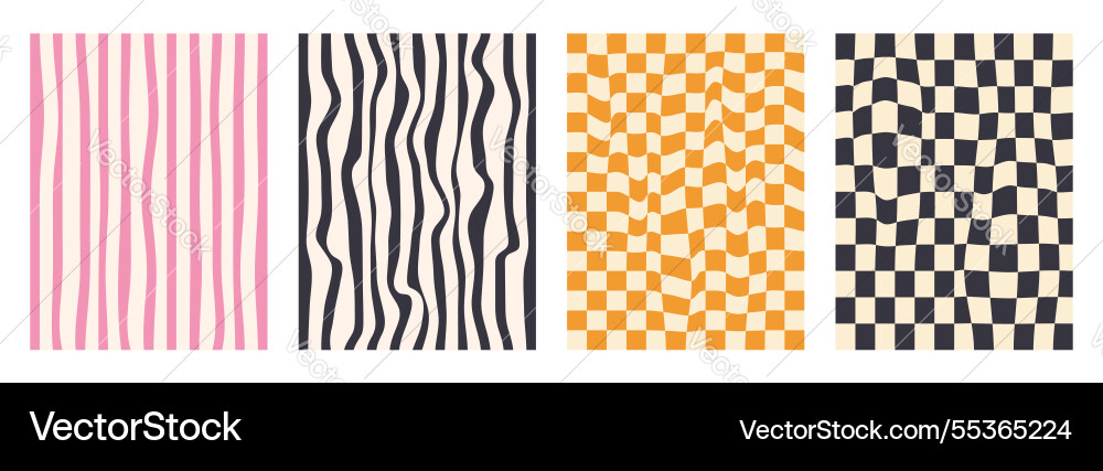 Groovy checkerboard pattern set psychedelic Groovy checkerboard pattern set psychedelic vector image