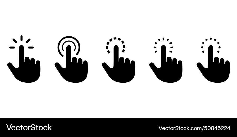 Hand click icon and hand cursor icon Hand click icon and hand cursor icon vector image