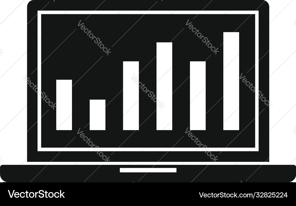 Laptop conversion rate graph icon simple style vector image