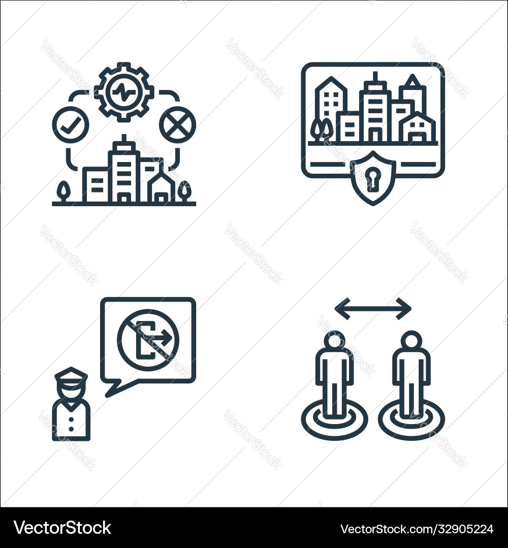 Lockdown line icons linear set quality Lockdown line icons linear set quality Vector Image