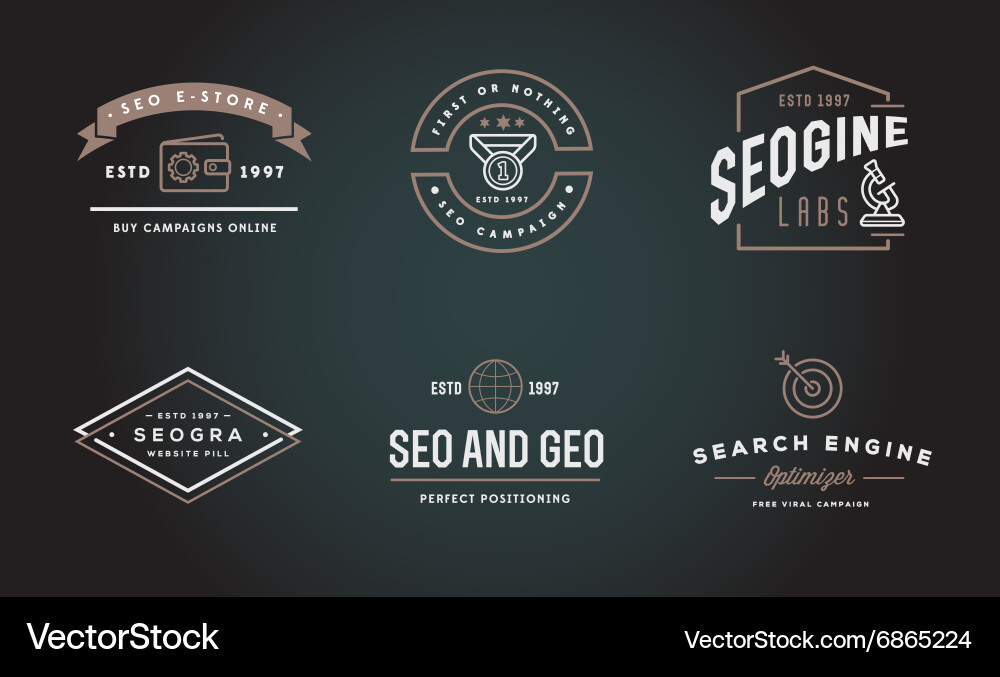 Set of seo search engine optimisation elements vector image