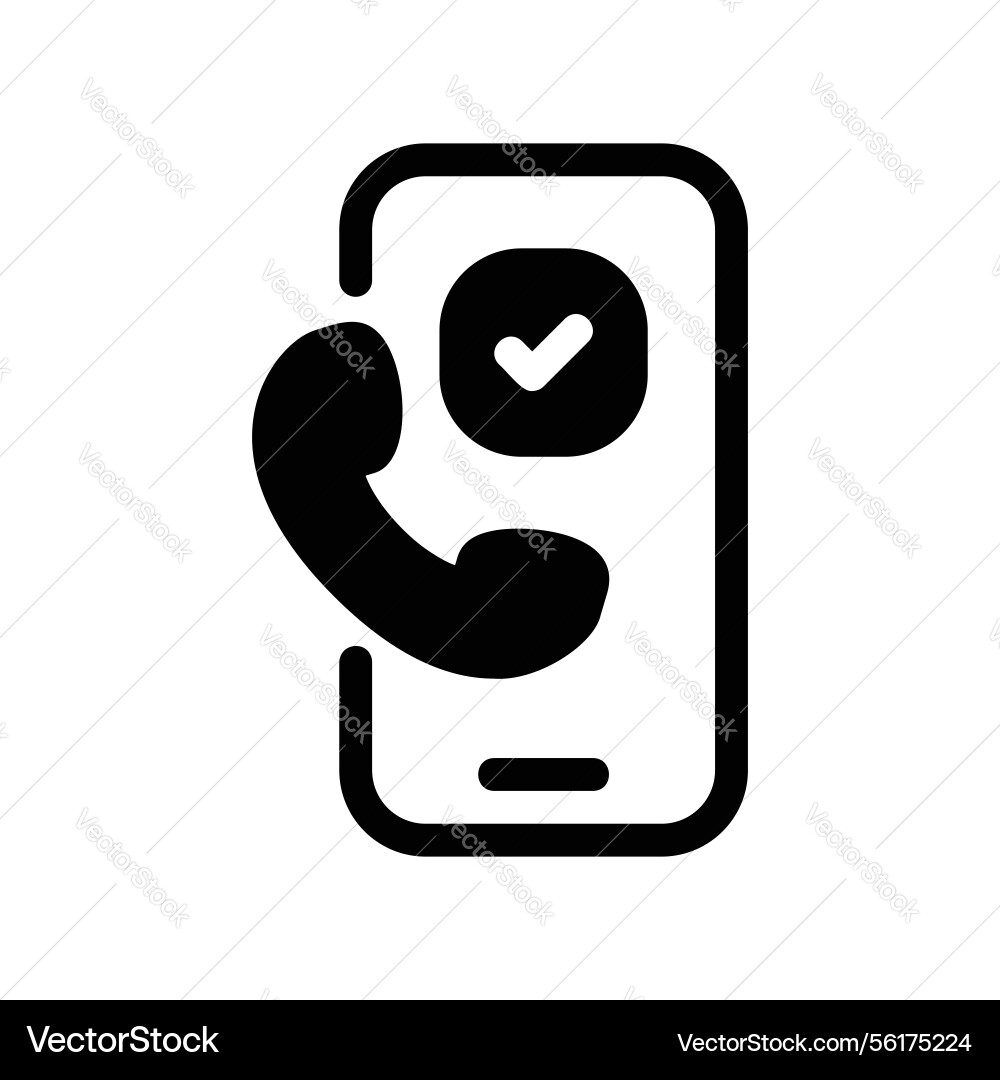 Smartphone with checkmark on call icon showing Vector Image