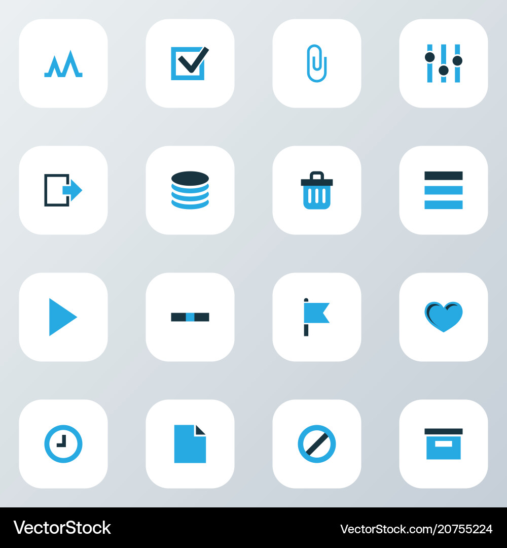 User icons colored set with exit attach list Vector Image