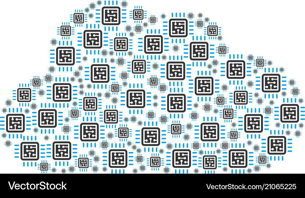 Cloud figure of cpu circuit icons Cloud figure of cpu circuit icons Vector Image