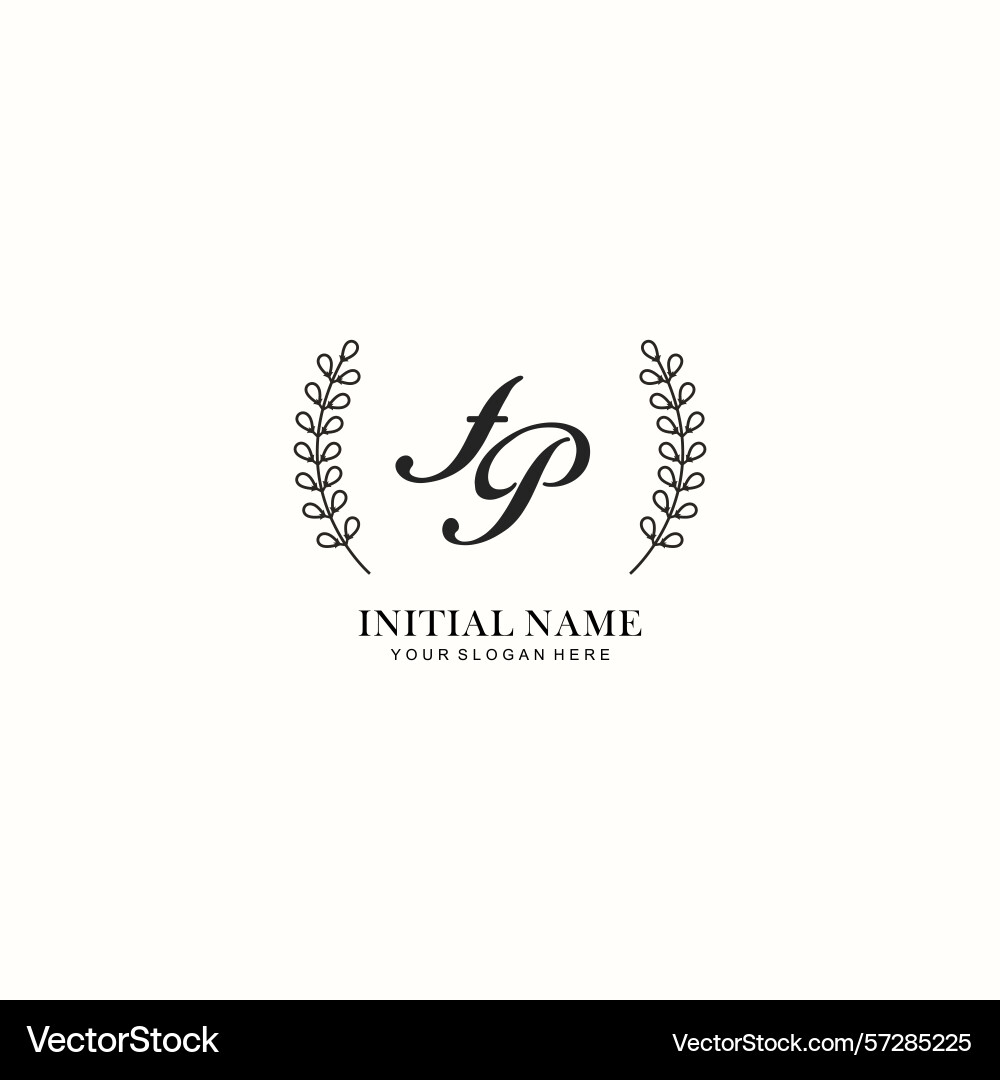 Fp initial logo templates with botanical elements Vector Image