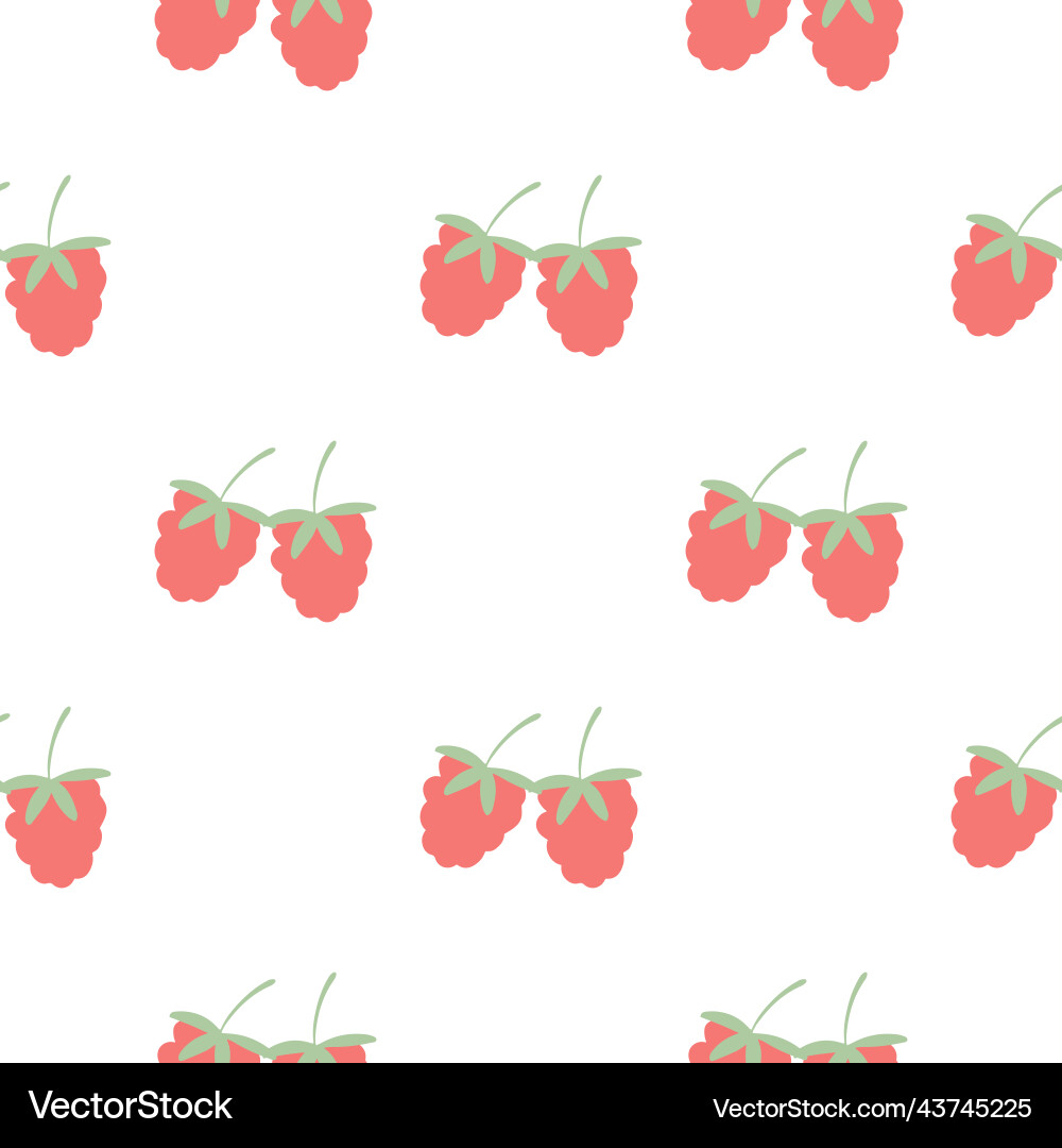 Hand drawn raspberry seamless pattern vector image