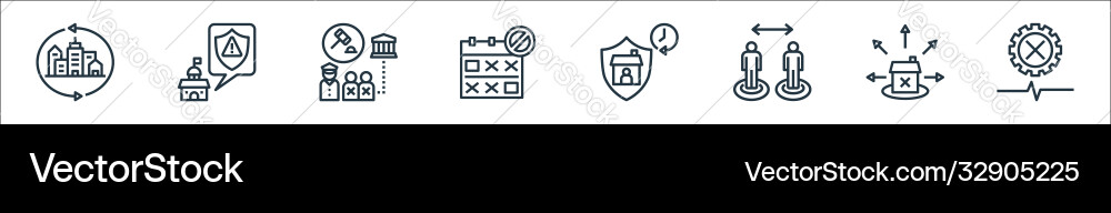 Lockdown line icons linear set quality Vector Image
