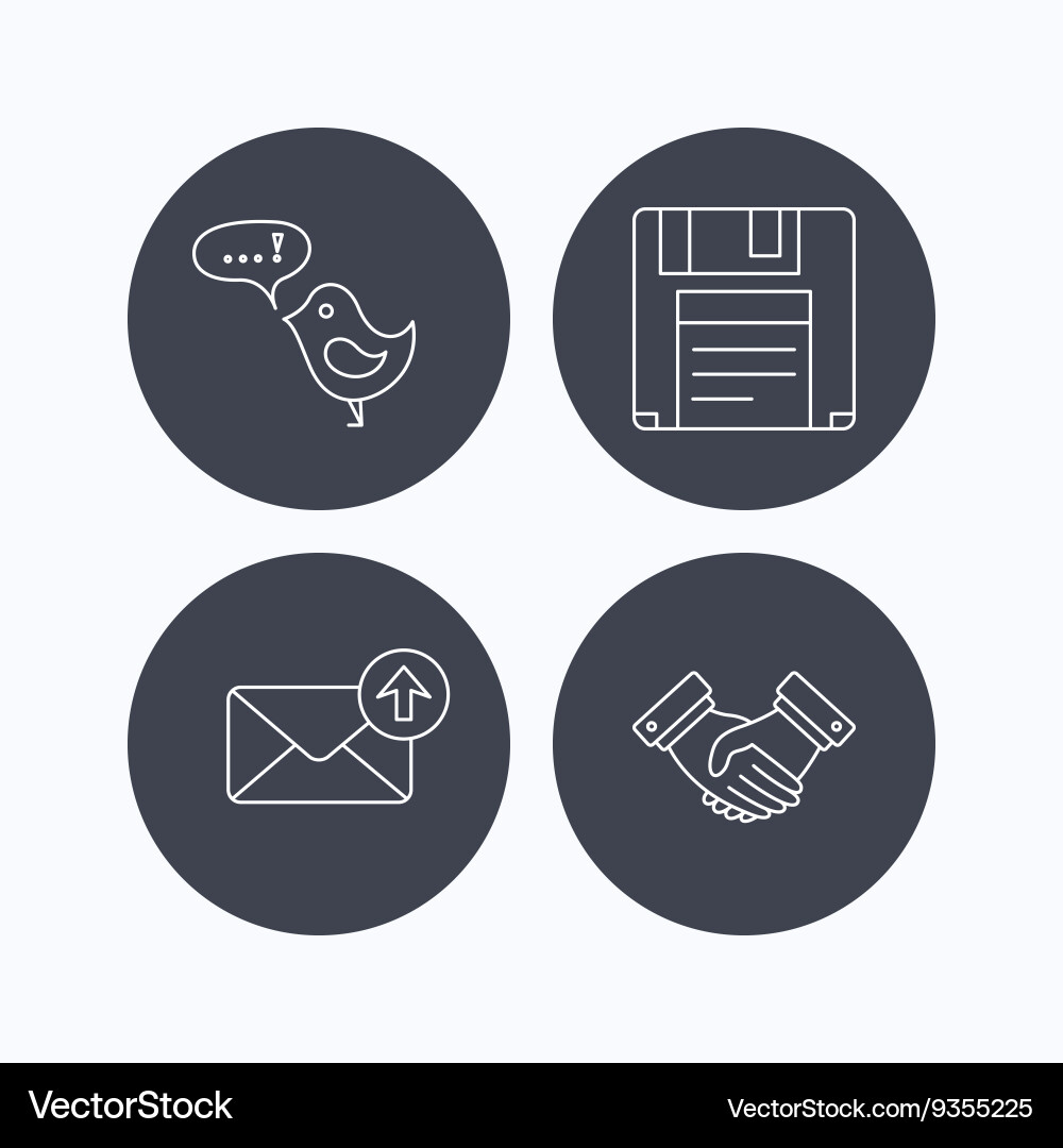 Outbox mail message and handshake icons Vector Image