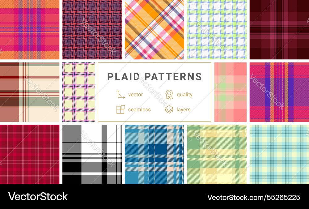 Plaid pattern set with rustic charm ideal vector image