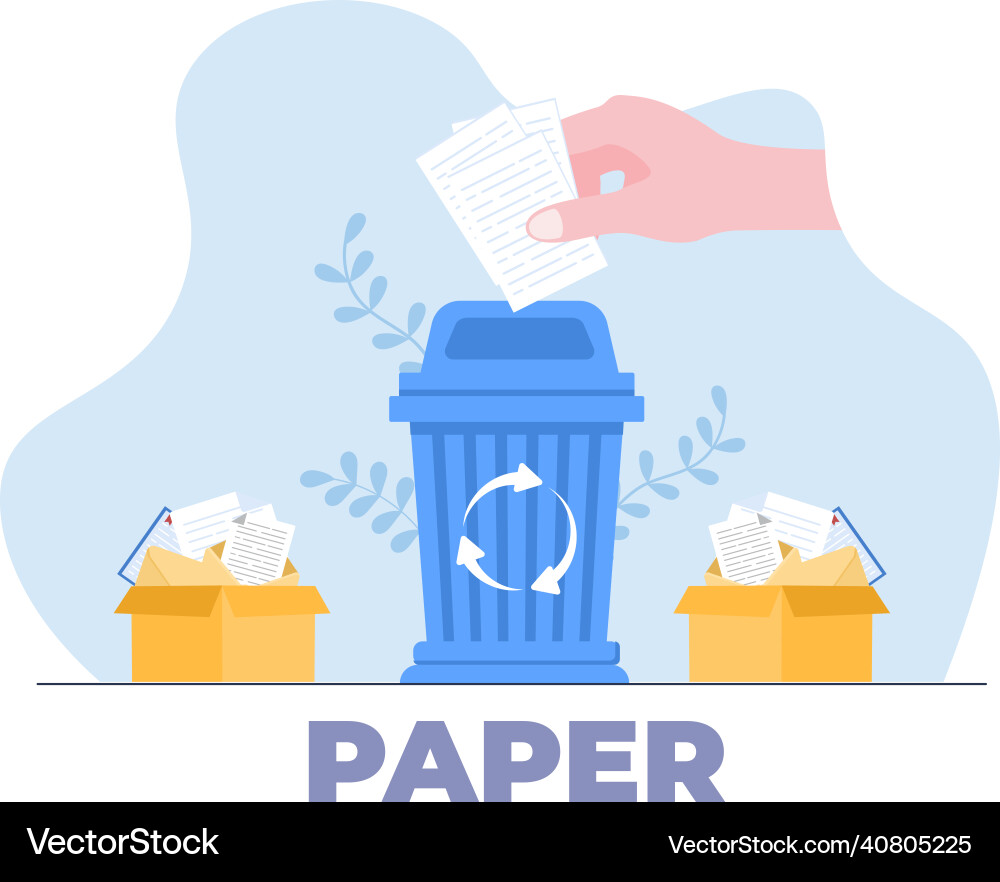 Recycle process with trash paper to protect Recycle process with trash paper to protect vector image
