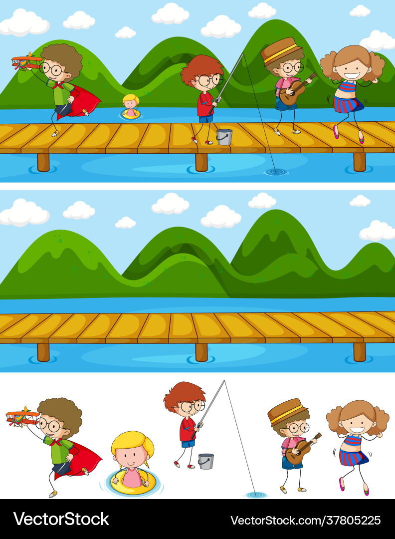 Set different horizontal scenes background Vector Image