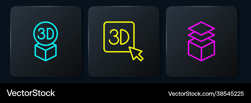 Set line isometric cube layers and 3d printer Set line isometric cube layers and 3d printer Vector Image