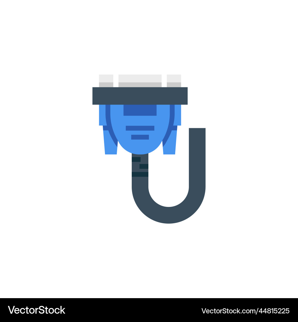 Vga cable icon computer component flat style Vga cable icon computer component flat style Vector Image