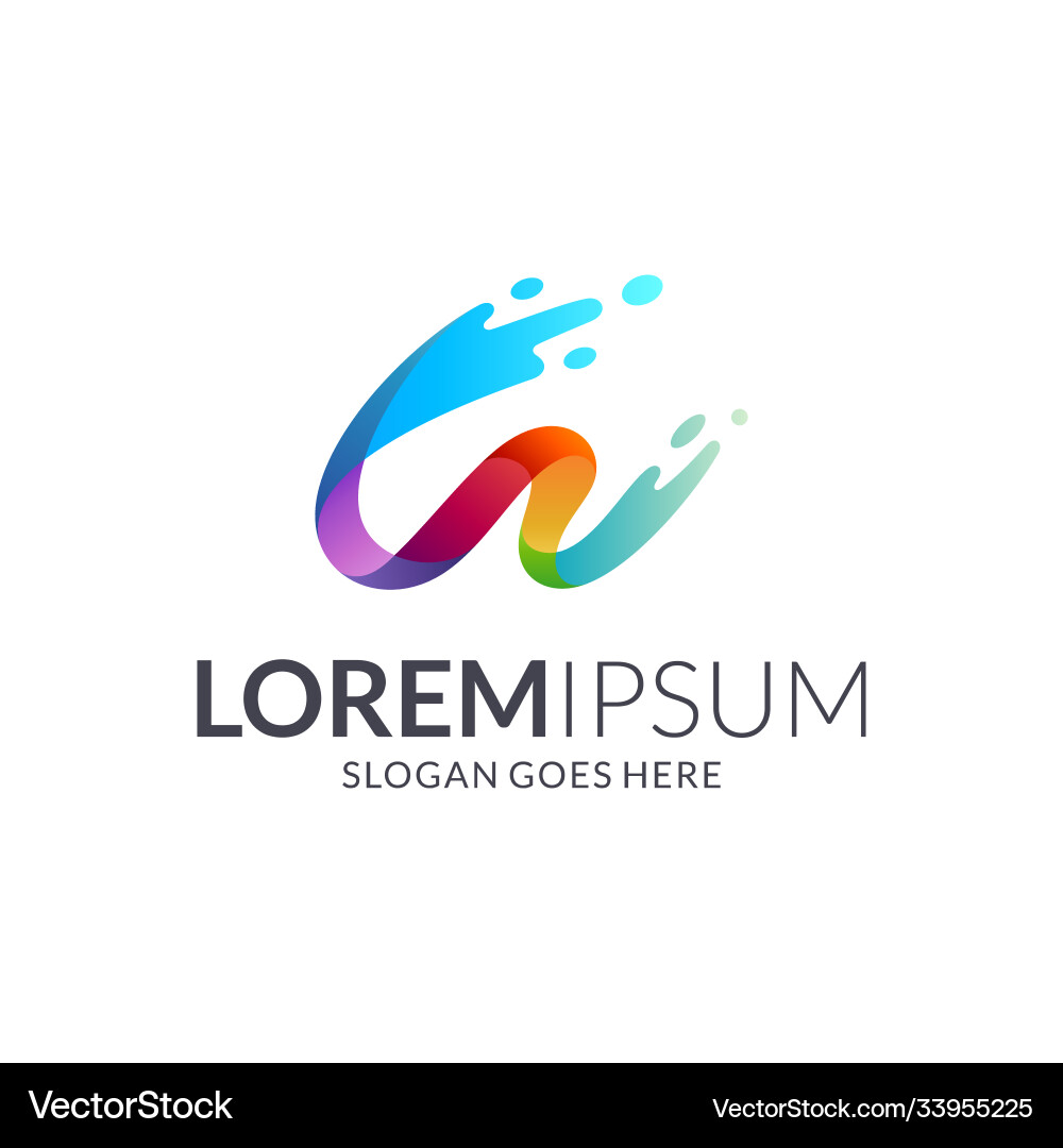 Wave Letter mit Logo-Vorlage Wave Letter mit Logo-Vorlage vektorbild