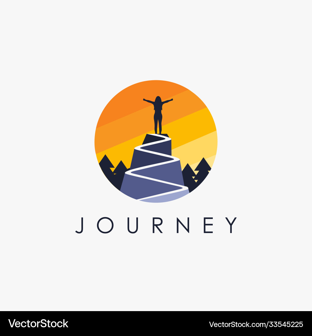Woman on a mountain peak logo freedom icon Woman on a mountain peak logo freedom icon vector image