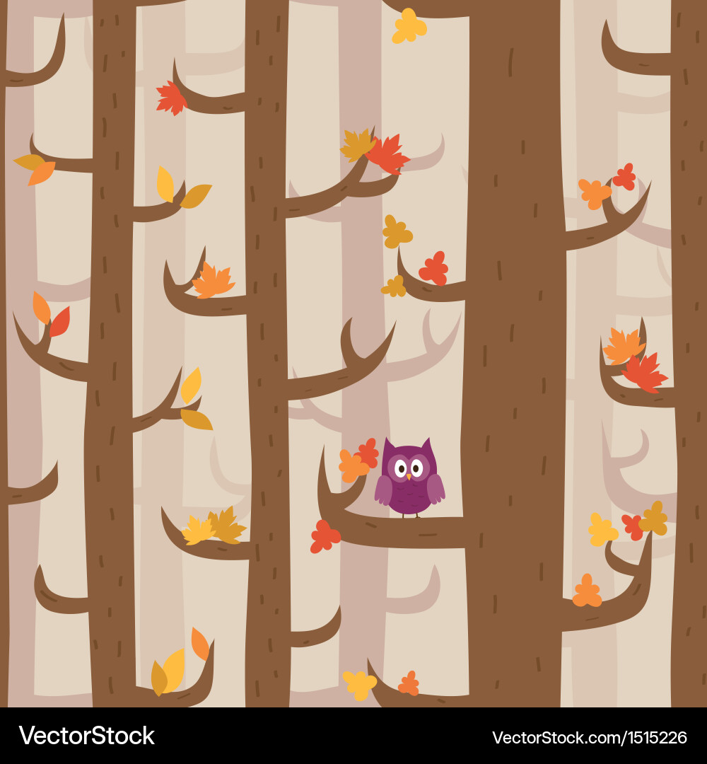 Autumn Forest Owl Pattern vector image