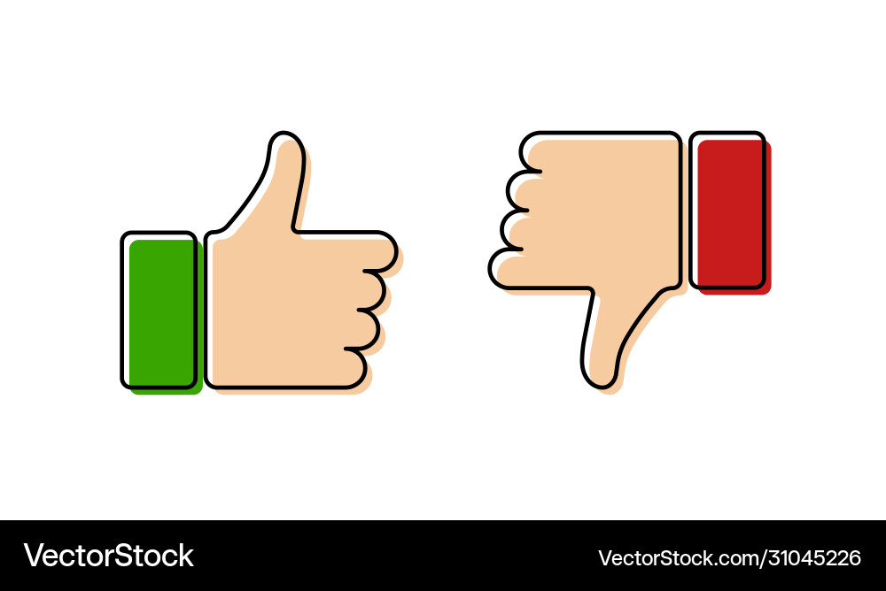 Button like and dislike color icon in flat style Button like and dislike color icon in flat style Vector Image