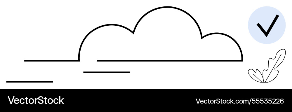 Cloud and checkmark line art representing approval Cloud and checkmark line art representing approval vector image