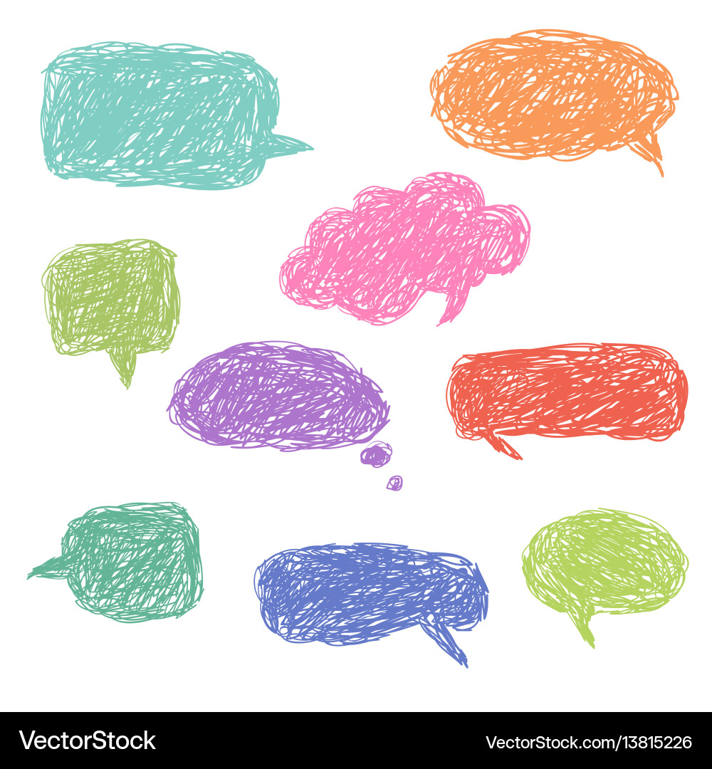 Colorful Speech Bubbles - Hand Drawn vector image