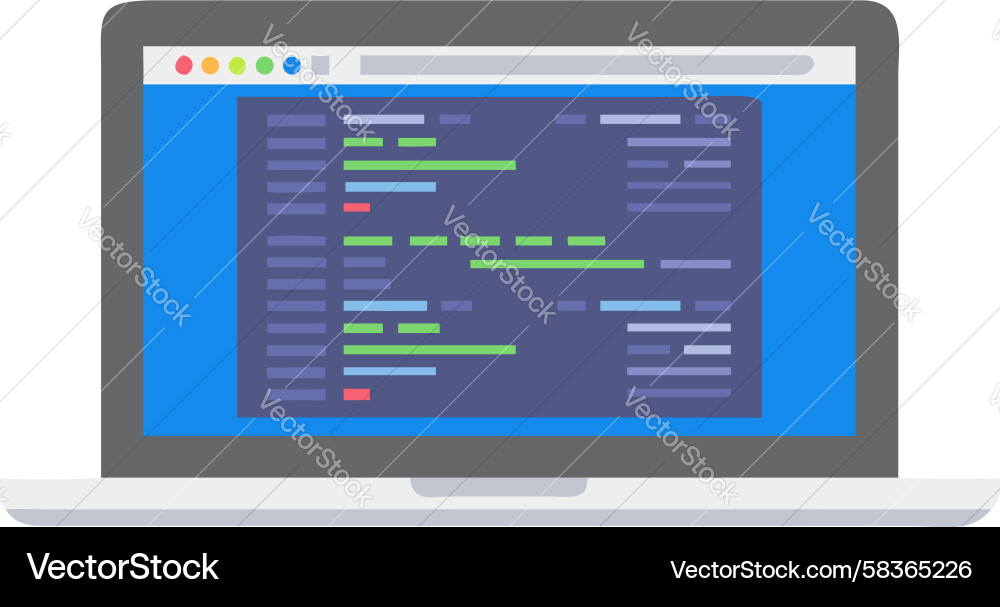 Laptop Displaying Code Vector Image