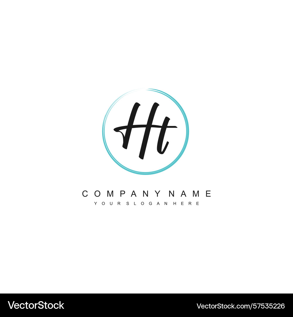 Minimal signature logo design with ht initials Minimal signature logo design with ht initials Vector Image