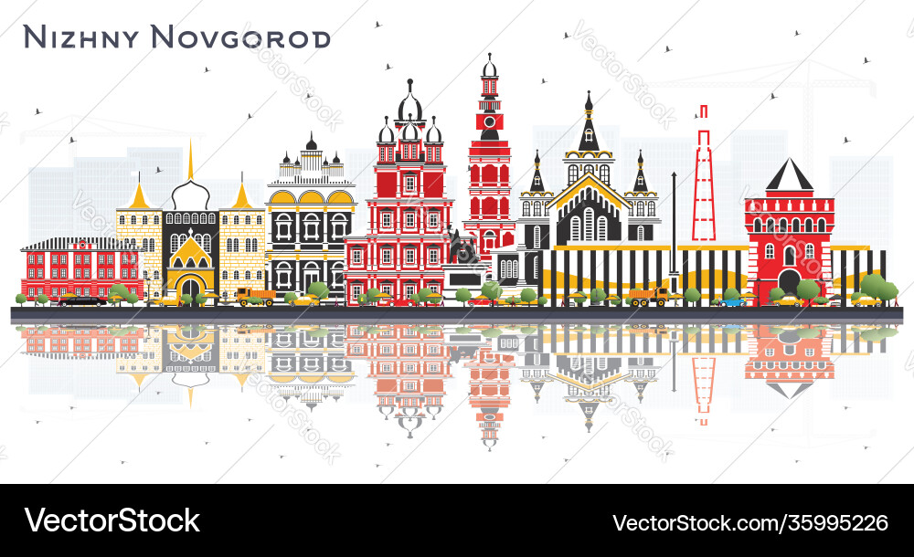 Nizhny novgorod russland city skyline mit farbe Nizhny novgorod russland city skyline mit farbe vektorbild