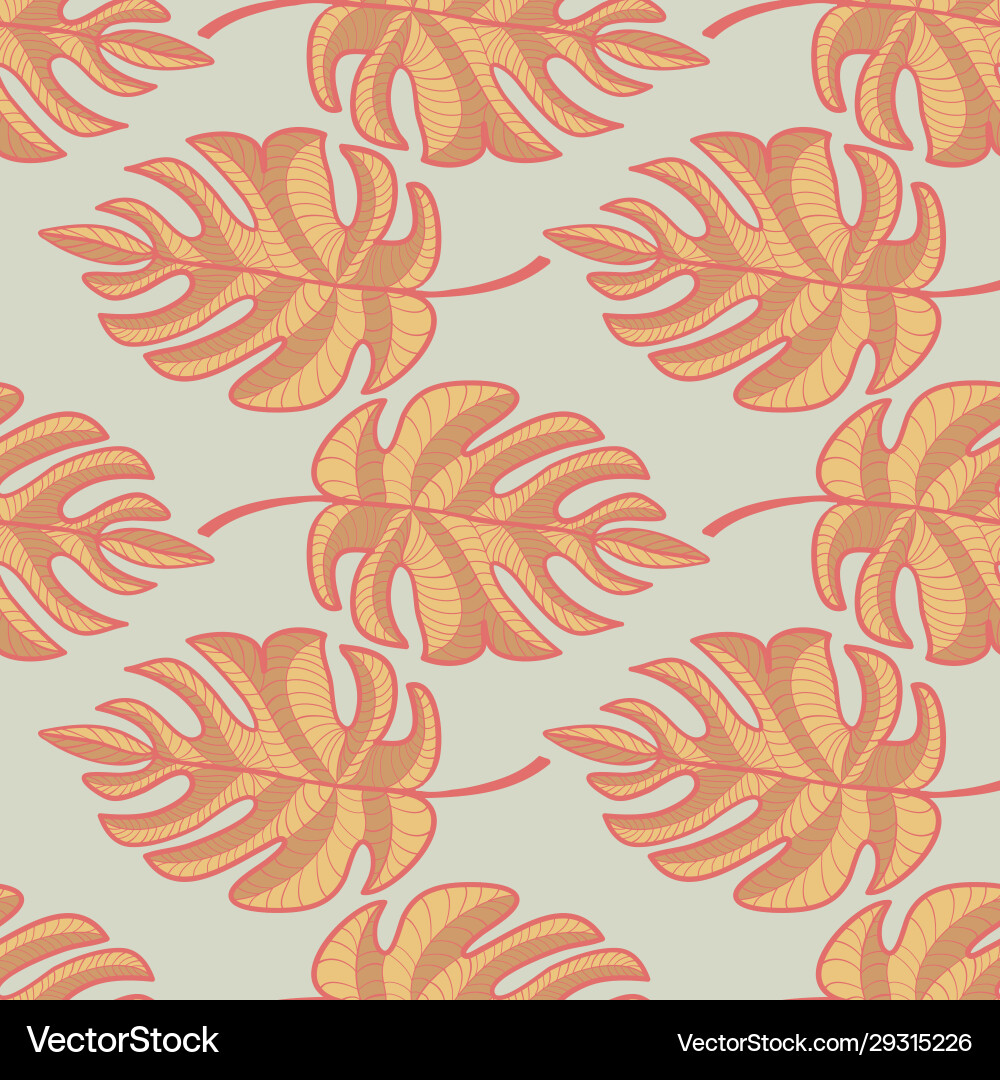 Palm pattern in peach repeat print Vector Image