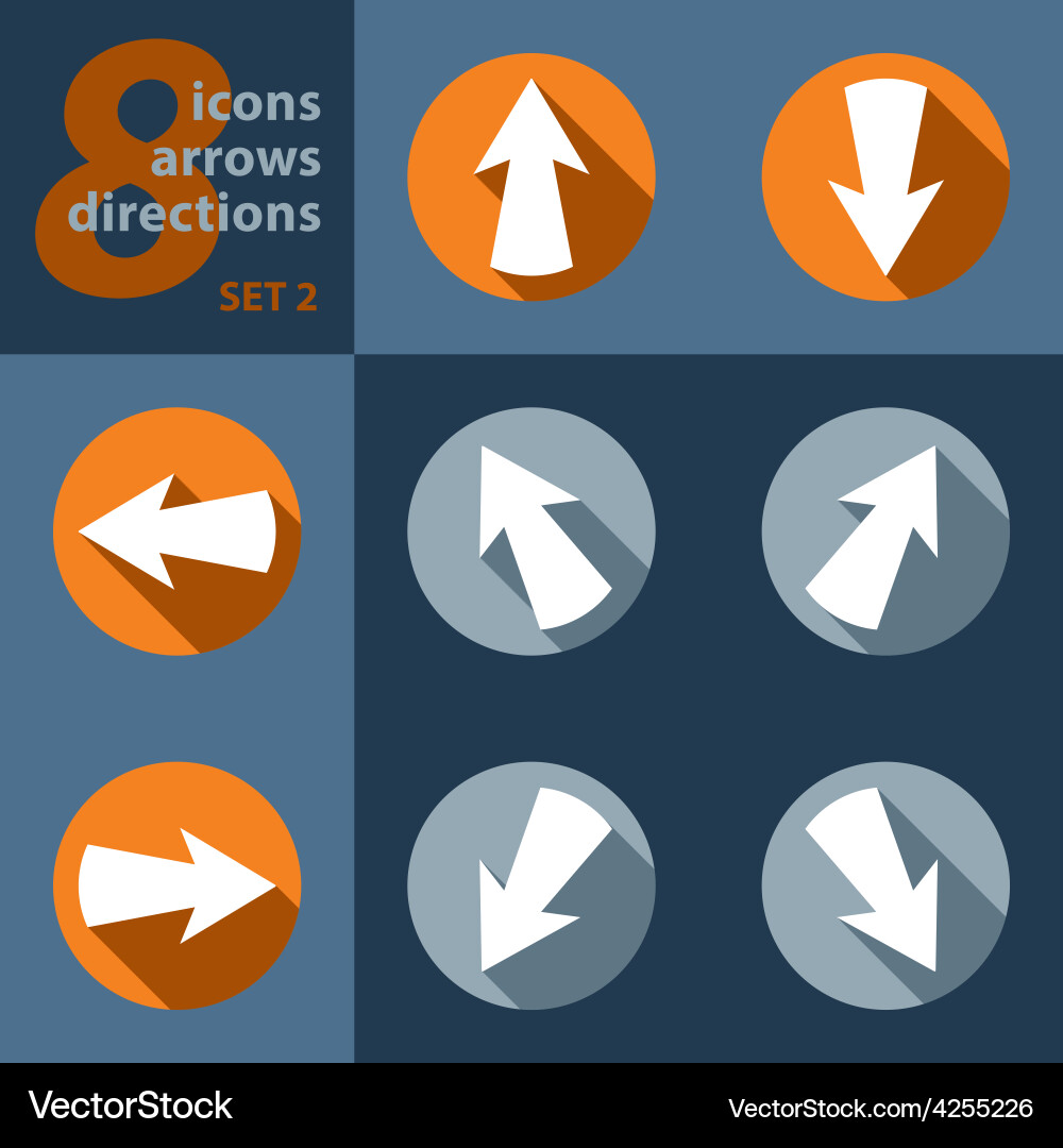 Set of eight icons with arrows in all Vector Image