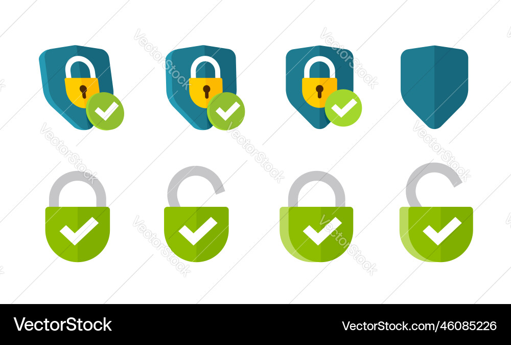 Shield lick icon set as internet web secure vector image