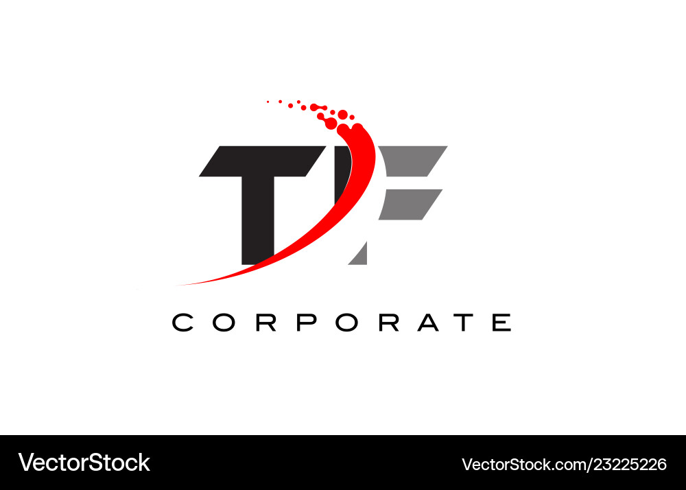 TF Letter Logo with Swoosh & Dots vector image