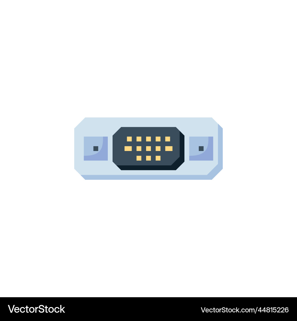 Vga port icon computer component flat style Vga port icon computer component flat style Vector Image
