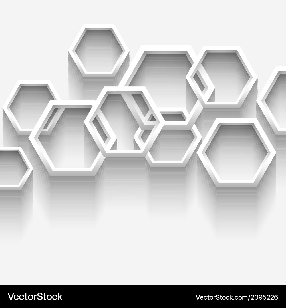 White Hexagonal Geometric Background Vector Image